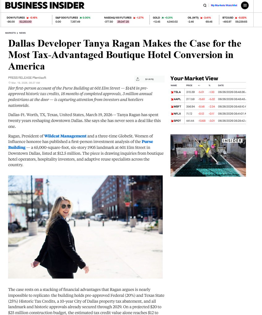 Business Insider Dallas Developer Tanya Ragn Makes the case for the Most Tax-Advantaged Boutique Hotel Conversion in America