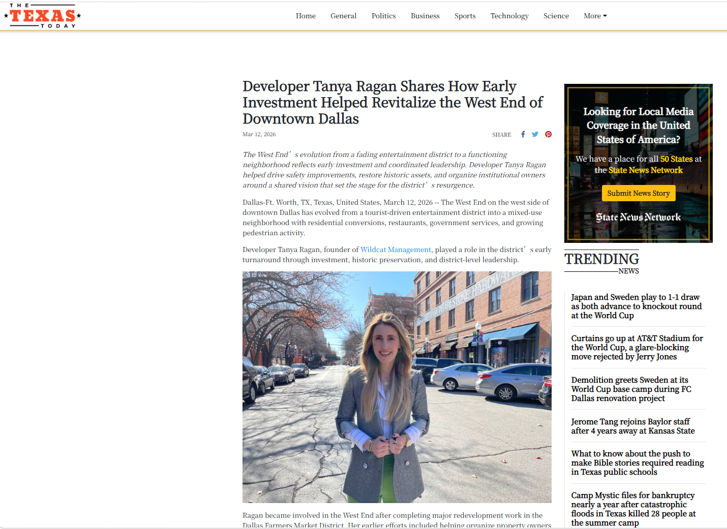 Texas Today Developer Tanya Ragan Shares How Early Investment Helped Revitalize the West End of Downtown Dallas