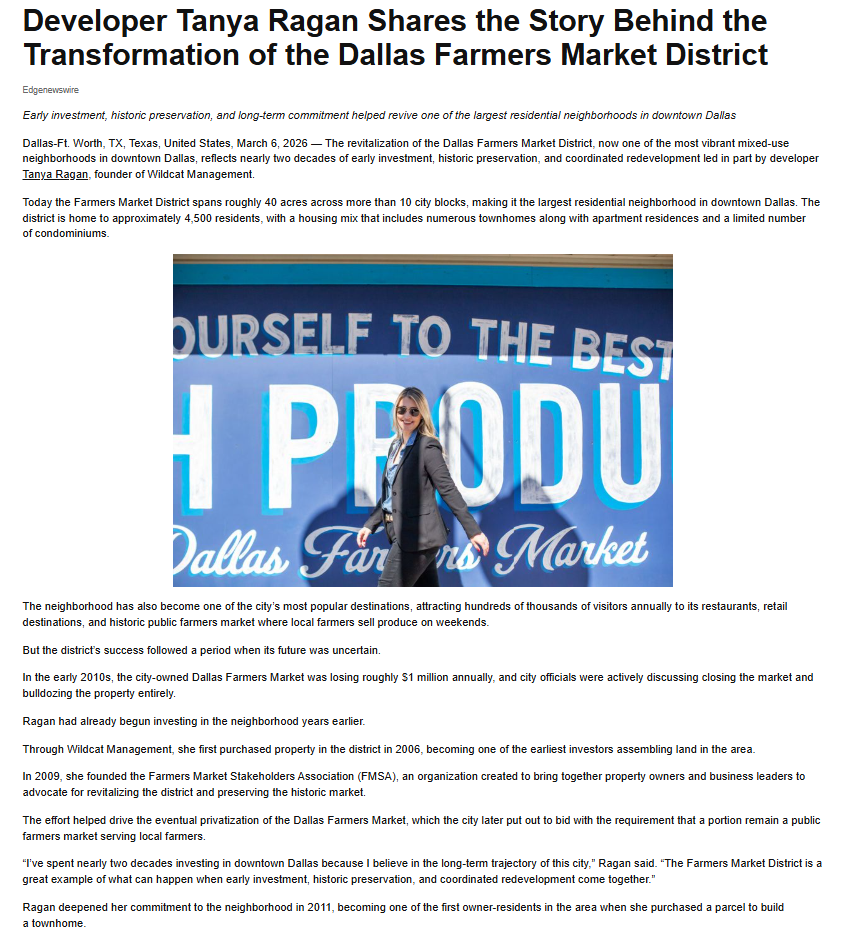 USA Today Developer Tanya Ragan Shares the Story Behind the Transformation of the Dallas Farmers Market