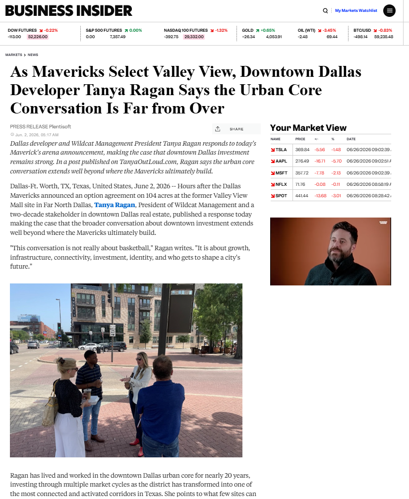 Business Insider As Mavericks Select Valley View Downtown Dallas Developer Tanya Ragan Says Urban Core Conversation Far from Over
