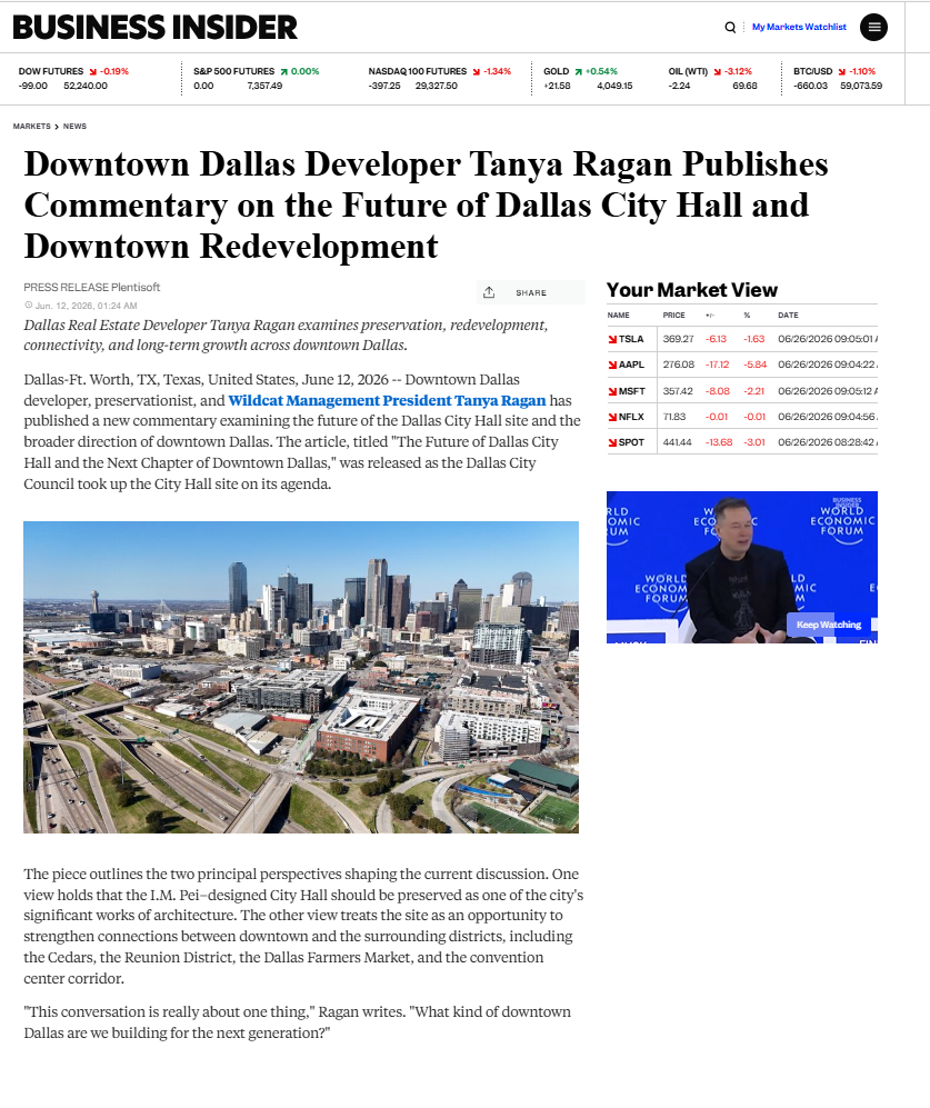 Business Insider Downtown Dallas Developer Tanya Ragan Publishes Commentary on the Future of Dallas City Hall